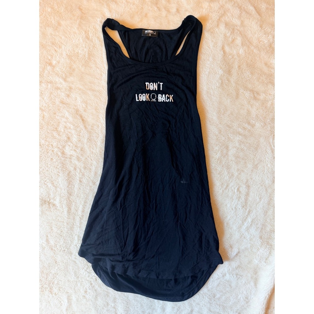 The Drive Clothing Womens Black Racerback Tank Top Spine Graphic Small Gym Shirt